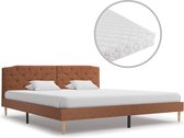 Bed Met Matras Stof Bruin 120X200 Cm