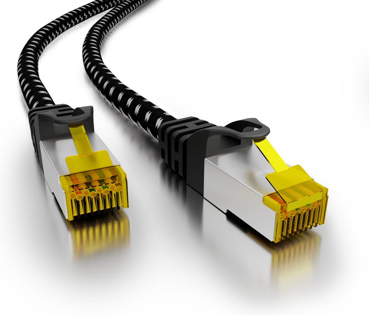 Image of Cat 7 - F/FTP - Netwerkkabel - Afgeschermd - Nylon braid mantel - 10 Gbps - 0.25 meter - Wit - Allteq