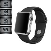 Compatible Apple Watch Bandje - Silicone Sportbandje - Apple Watch Series 1/2/3/4/5/6/SE/7 - 42/44/45mm M/L - Zwart