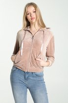 Cassis - Female - Fluweelachtige homewear-cardigan met capuchon  - Oudroze