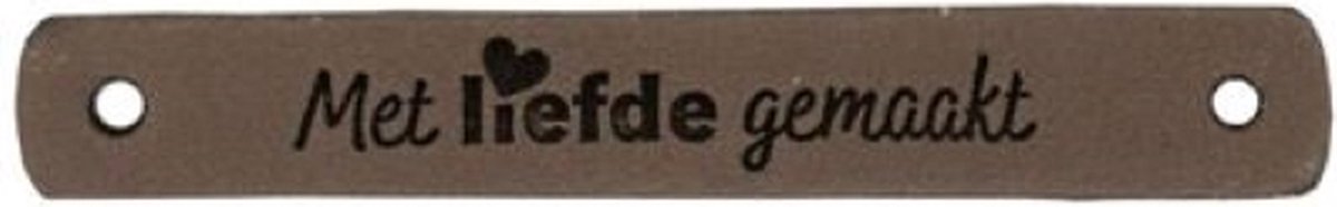 Durable Leren Label – “Met Liefde Gemaakt” (7x1 cm) – Set van 2 Stuks