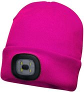 Luxe Roze Muts met LED - Beanie Muts Grijs - Beanie LED