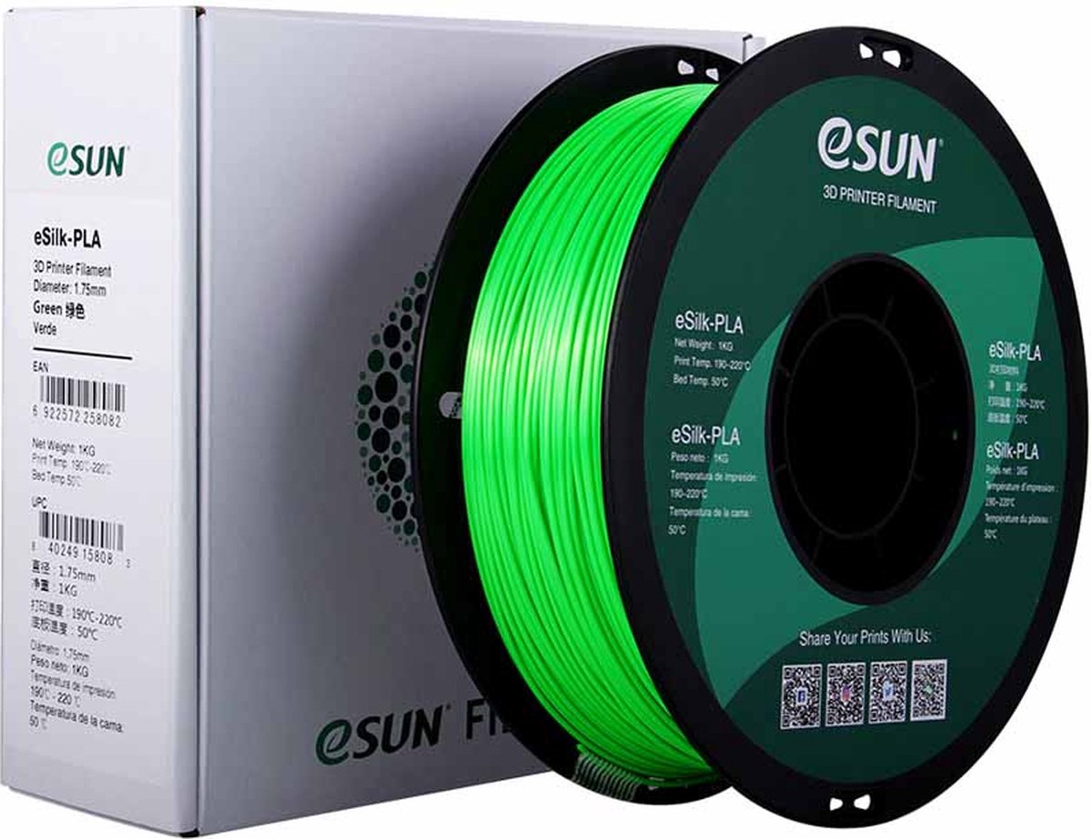 eSilk-PLA filament,1.75mm,green,1kg/roll