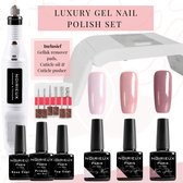 Gellak starterspakket NUDE - Gellak - Gellak set- 3 NUDE top kleuren gellak nagellak - LED lamp - Manicure set - Nagellak set