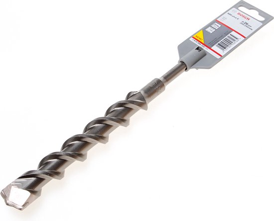 Een Bosch SDS-plus-5 hamerboor van 26 x 200 x 250 mm met een grijze verpakking.