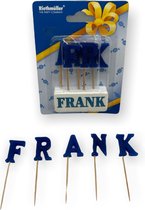 Namen Kaarsjes - Letter Kaars - Kaarsje Met Je Naam - FRANK - Blauw - Verjaardag Kaarsje Naam FRANK