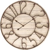 Wandklok Ø 72*7 cm / 2*AA Beige Hout, Ijzer Rond Muurklok Hangklok Keukenklok