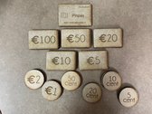 Houten speelgeld onbehandeld - Zakgeld