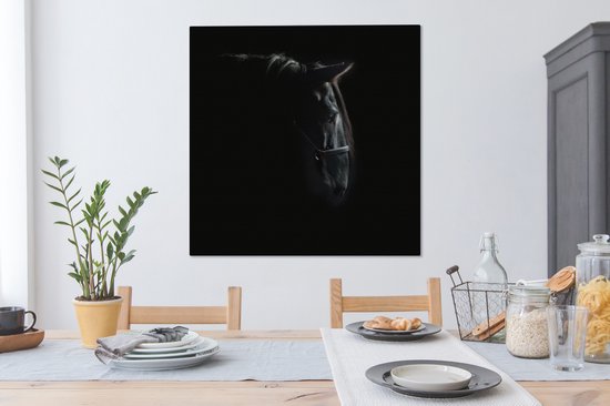 Toile d'étalon Knabstrupper noir 2cm 90x90 cm - Tirage photo sur toile (Décoration murale salon / chambre) / Animaux de la ferme Peintures sur toile