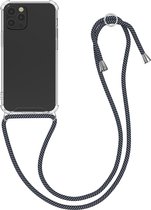 kwmobile telefoonhoesje compatibel met Apple iPhone 12 / 12 Pro - Hoesje met koord - Back cover in transparant / antraciet / zwart