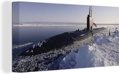 Canvas Schilderij Een onderzeeboot bij de noordpool - 80x40 cm - Wanddecoratie