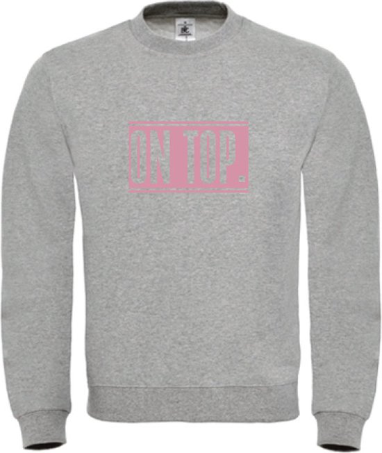 Wintersport sweater Grijs M - on top - roze - soBAD. | Foute apres ski outfit | kleding | verkleedkleren | wintersporttruien | wintersport dames en heren