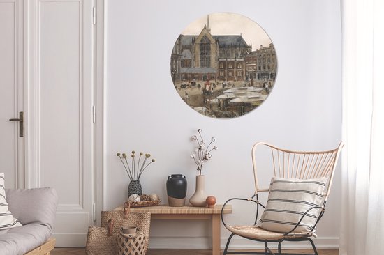Wall Circle - Wall Circle - Place du Dam à Amsterdam - Peinture de George Hendrik Breitner - Aluminium - Dibond - 90x90 cm - Intérieur et Extérieur