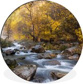 Cercle mural - Cercle mural - La cascade escarpée coule dans la forêt du parc national de Klong Lan le long de rochers - Aluminium - ⌀ 120 cm - Intérieur et extérieur XXL