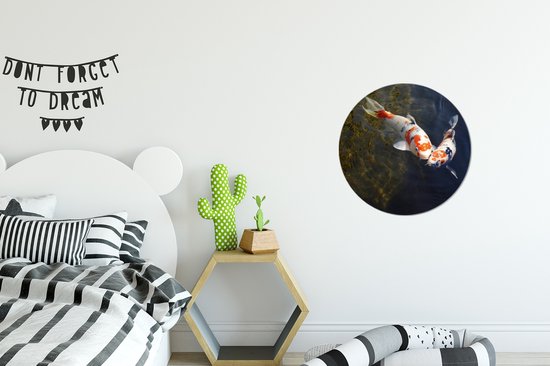 WallCircle - Tableau - Deux Carpes Koï Dans L' Water Et - Multicolore - 30 X 30 Cm