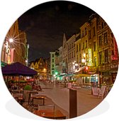WallCircle - Wandcirkel ⌀ 150 - Straat - Nacht - Antwerpen - Ronde schilderijen woonkamer - Wandbord rond - Muurdecoratie cirkel - Kamer decoratie binnen - Wanddecoratie muurcirkel - Woonaccessoires