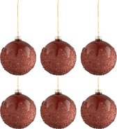 Doos Van 6 Kerstballen Suiker Glas Mat Bordeaux Small