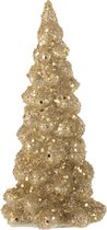 J-Line Kerstboom Deco Suiker Glas Blinkend Goud Small Set van 2 stuks