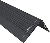 Trapprofiel van antislip rubber - EPDM kwaliteit - Zwart - 50x40mm x 4.5mm dik - 115cm lengte | Rubber hoekprofiel - trapneus - rubber hoekprofiel trap - traptrede profiel - trapneusprofiel