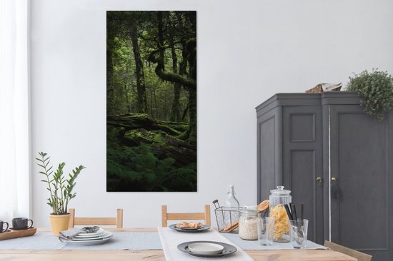 Canvas schilderij 80x160 cm - Wanddecoratie Donkere sprookjes jungle - Muurdecoratie woonkamer - Slaapkamer decoratie - Kamer accessoires - Schilderijen op canvas