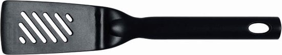 Spatule noire avec une fente dans la tête plate, un trou pour l'accrocher.