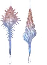 Kurt S. Adler Roze en blauwe schelp ornamenten 19cm