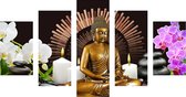 Diamond Painting Pakket - 5 Losse Delen - Boeddha in Lotushouding - 150x90 cm - Complete Set - Volledige Bedekking - Ronde Steentjes