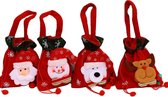 Kerst Cadeau Zakjes Santa, Snowman, Bear & RenRen Set van 4