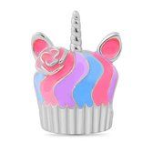 Tracelet | Zilveren bedels | Bedel Cupcake | Pink cupcake eenhoorn | 925 Sterling Zilver | Pandora compatible | Met 925 Zilver Certificaat | In leuke Cadeauverpakking