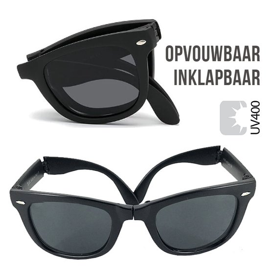 Allernieuwste Opvouwbare Inklapbare Zonnebril Unisex - UV 400 - Zwart - Voor Mannen en Vrouwen - Klassiek Model Vouw Bril