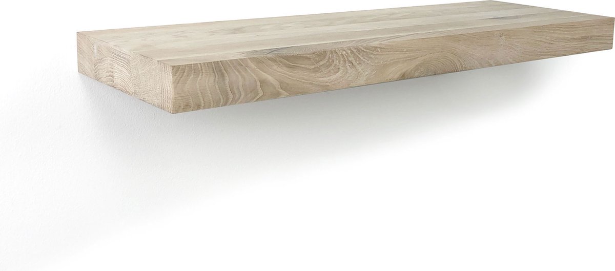Zwevende wandplank 100 x 20 cm eiken recht - Wandplank - Wandplank hout - Fotoplank - Boomstam plank - Muurplank - Muurplank zwevend