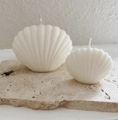 Bloommelle - SET van 2 schelpen kaarsen - Figuurkaars - Ivoor Wit - Sfeerlicht - Shell candle