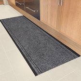 JYG Vloerkleed Club - Keukenloper - Keukenmat - Anti Slip - 66x950cm- Grijs