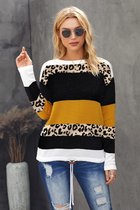 Trui Sweater Dames - Colorblock Geel - Maat XL