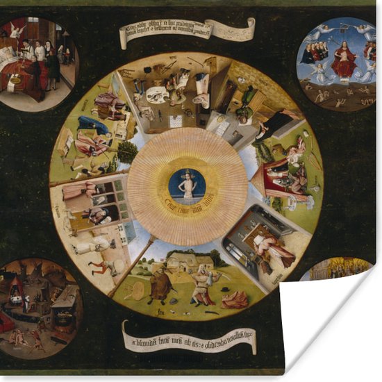 Poster The seven deadly sins and the four last things - schilderij van Jheronimus Bosch - 100x100 cm XXL