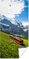 Poster Alpen - Trein - Rood - 20x40 cm