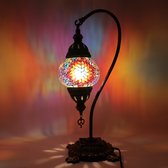 Turkse Lamp - Mozaïek Lamp - Tafellamp - Zwanenhals - Marokkaanse Lamp - Oosterse Lamp - Boog model - Ø 12 cm - Hoogte 43 cm - Authentiek - Handmade - Kleurrijk -