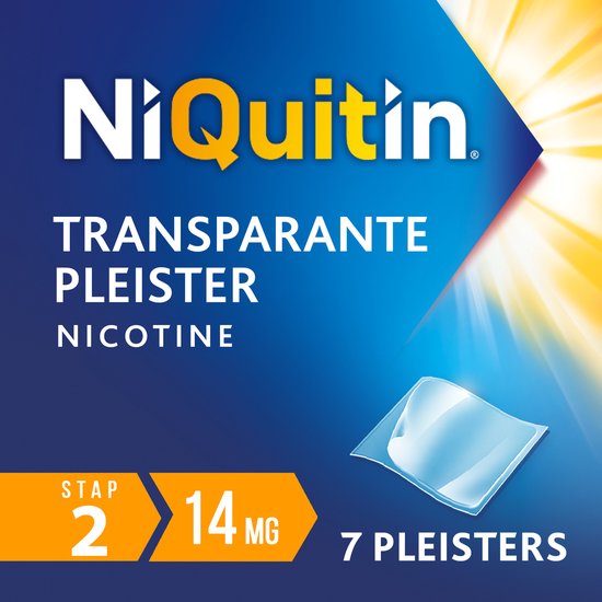 NiQuitin Clear Pleister Stap 2 - 14 mg/24 uur - Nicotinepleister - Stoppen met roken - 7 stuks