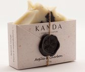 Kanda Bio Cosmetiques - handgemaakte zeep - Klei & Houtskool Zeep - natuurlijke zeep- puistjes/geïrriteerde huid -100g