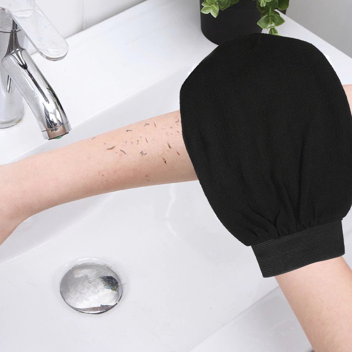 Lot De 3 Gants Kessa Hammam - Exfoliant Visage & Corps - Noir - Naturel - Neuf
