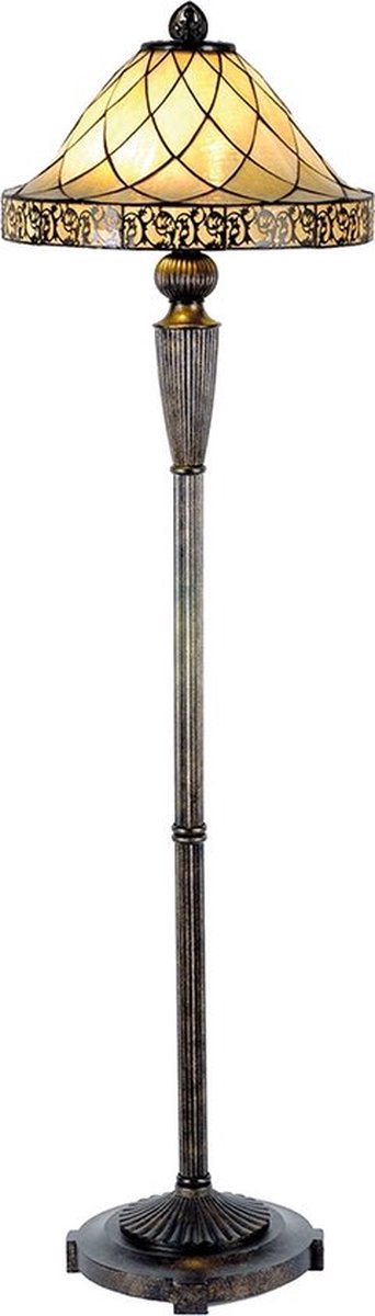 Glazen Vloerlamp met tiffany kap compl. 168* doorsnede: 46 cm 2x E27 max 60w multi