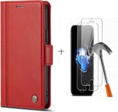 GSMNed – Hoogwaardig Hoesje iPhone 11 Rood – Luxe Leren Pu Hoesje – 3 pasjes houder – Design – magnetische sluiting – Met Screenprotector