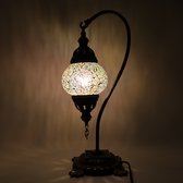 Turkse Lamp - Mozaïek Lamp - Tafellamp - Zwanenhals - Marokkaanse Lamp - Oosterse Lamp - Boog model - Ø 12 cm - Hoogte 43 cm - Authentiek - Handmade - Kleurrijk -