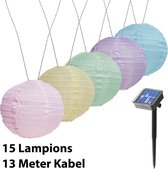 AMARE Solar LED-Slingerlicht - 15 XXL-lantaarns - Timerfunctie van 6 uur - 7 x 15 cm
