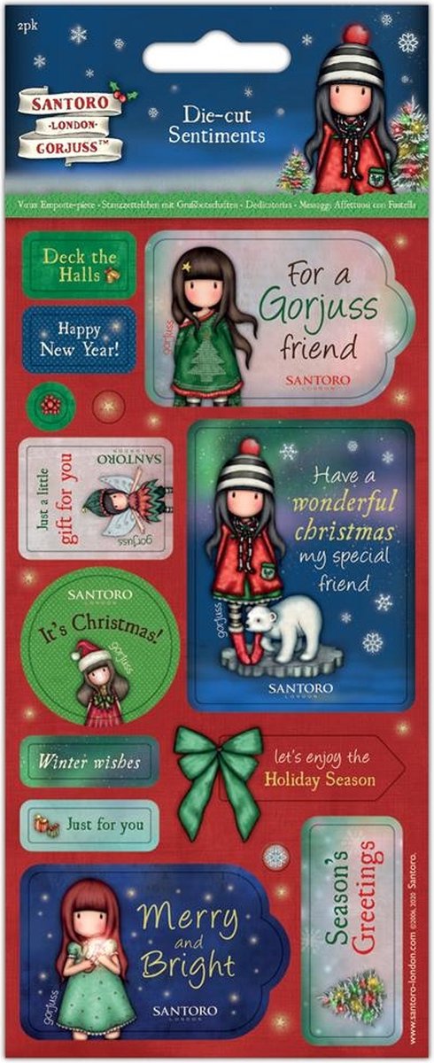Die-cut Sentiments (2pk) - Santoro - Christmas