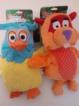 Fabeltjeskrant 2x pluche handpoppen knuffels Meneer de Uil en Willem Bever 25 cm speelgoed - Fabeltjeskrant poppen - Uilen/bevers bosdieren knuffels - Poppentheater speelgoed kinderen