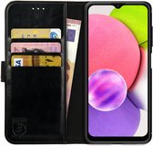 Rosso Element Book Case Wallet Hoesje Geschikt voor Samsung Galaxy A03s | Portemonnee | 3 Pasjes | Magneetsluiting | Stand Functie | Zwart