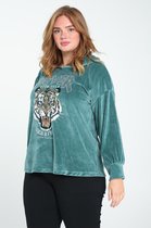 Paprika Dames Sweater in velourstricot met tijgermotief - T-shirt - Maat 46