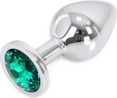 O-products Plug anal en aluminium avec cristal décoratif vert M