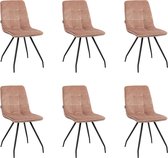 Bronx71® Velvet eetkamerstoel Lisa roze - Eetkamerstoelen set van 6